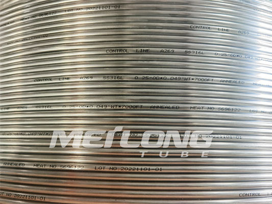 Dubleks 2507 Hydraaling Çelik Boru Bobini ASTM A269 304 Paslanmaz Çelik Kılcal Boru Kontrol Hattı